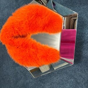 Vibrant Orange Faux Fur Collar